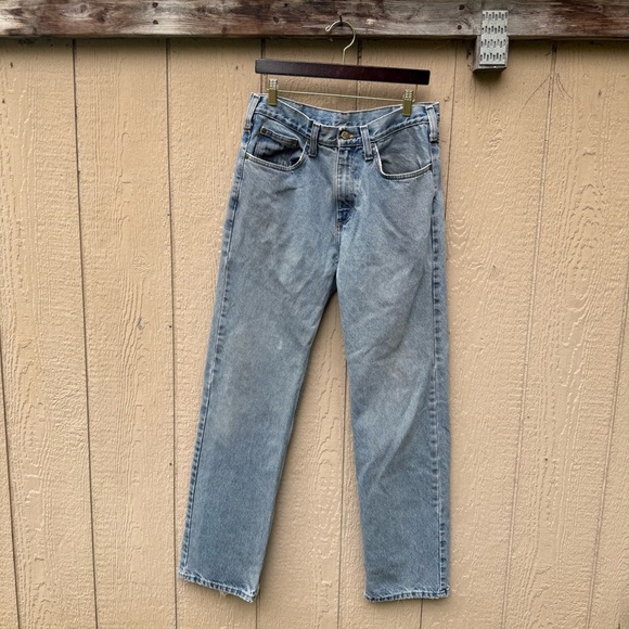 Worn Carhartt Relaxed Jeans Work Pants Men’s 32x34 Light Denim - Picture 1 of 7